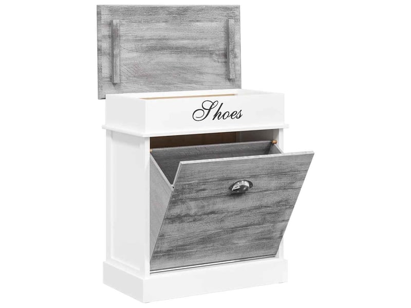  Meuble à chaussure, armoire à chaussures gris 50x28x58 cm bois de paulownia shl5525  - Conforama C