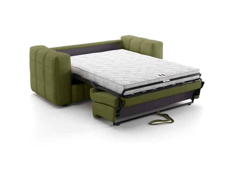  Canapé capitonné convertible 3 places en tissu chenille vert olive - ouverture express - cester Cester - Conforama D