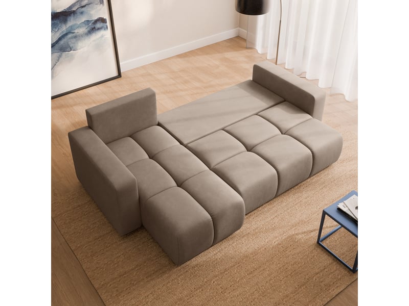 Canapé d'angle ramil, tissu peluche beige - Conforama D