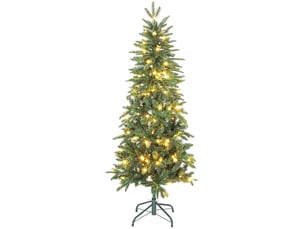 Sapin de noël artificiel 150 cm, vert, arbre de noël slim avec 150 lumières 8 modes d'éclairage 431 branches articulées