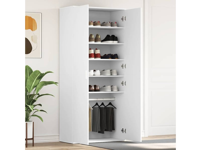 Meuble à chaussure, cabinet à chaussures 80x39x178 cm bois d'ingénierie blanc - Conforama B