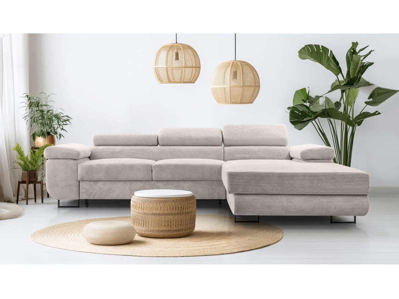 Canapé d’angle en velours côtelé arborio 280 cm blanc doux d Arborio - Conforama B