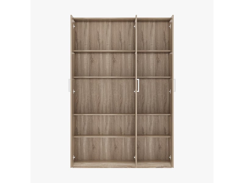  Armoire 3 portes 8 étagères couleur chêne clair  - Conforama E
