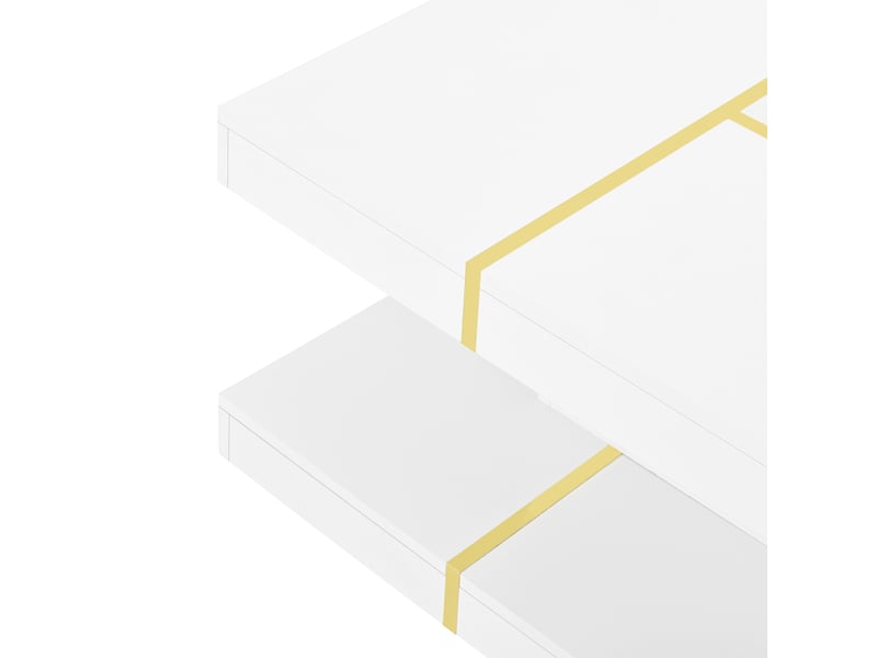  Table basse avec 2 niveaux et découpe centrale, style minimaliste, en panneau de particules blanc, 80 × 80 × 38 cm  - Conforama E