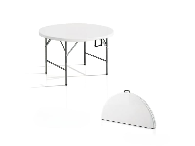 Table de jardin ronde pliante ø122 cm – blanche et grise – 6 personnes, pliage compact pour transport - Conforama A