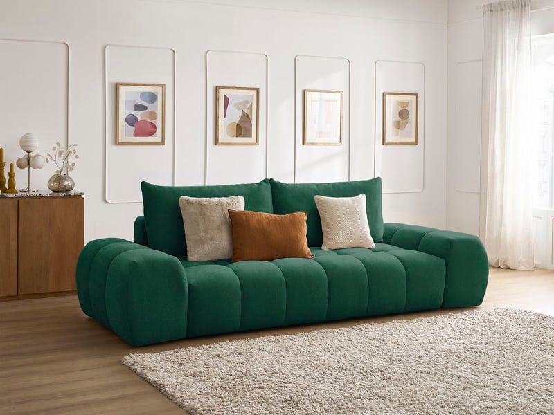  Bobochic canapé droit fixe 3 places everest tissu texturé vert EVEREST - Conforama B