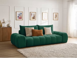 Canapé droit fixe BOBOCHIC EVEREST 3 places Tissu vert
