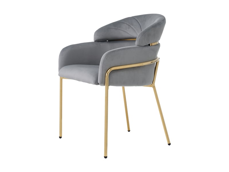 Lot de 6 chaises de salle à manger ergonomiques avec pieds métalliques - dossier incurvé velours gris - Conforama E