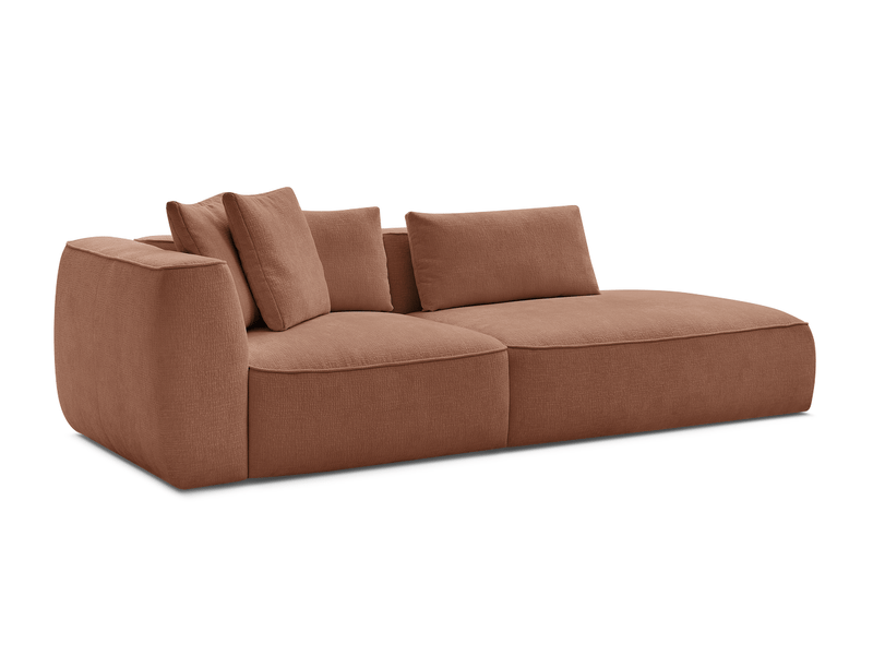  Bobochic canapé droit fixe 3 places leopold tissu texturé orange  accoudoir gauche LEOPOLD - Conforama A