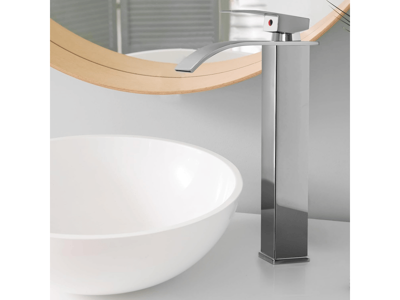 Robinet de lavabo cascade gris, mitigeur de lavabo avec bec haut de 232 mm, robinet cascade gris g 38  - Conforama B