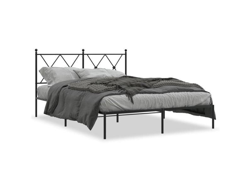  Lit double- lit adulte -  cadre de lit métal sans matelas avec tête de lit noir 135x190cm  - Conforama A