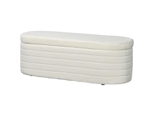Banc coffre en tissu bouclé avec rangement 116 x 41 x 40,5 cm blanc crème