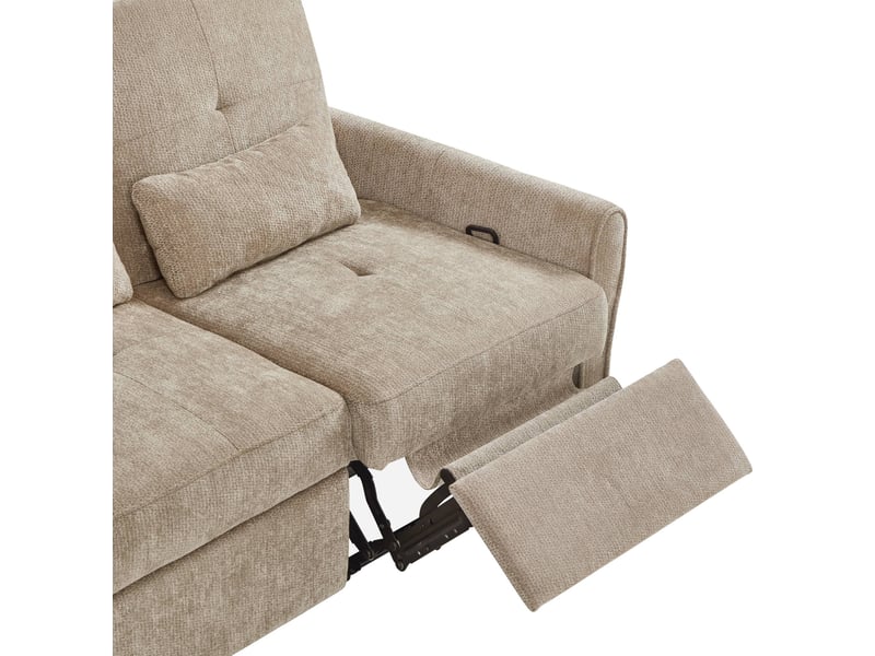Canapé convertible 3 places 176x148x83 cm en chenille marron clair - Conforama R