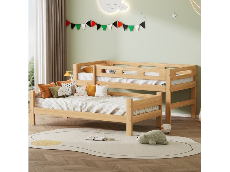  Modenvie lit superpose separable 90x200 cm - structure en pin massif, sans matelas - naturel  - Conforama D