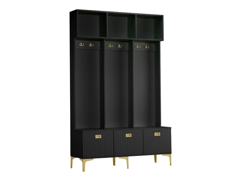 Portemanteau avec banc et rangement noir 120 x 191 cm - Conforama A