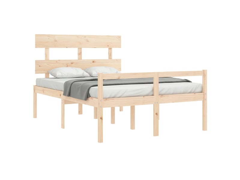  Lit double- lit adulte -  lit pour personne âgée sans matelas 140x190 cm bois massif  - Conforama C