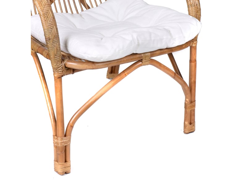  Fauteuil 70x67x89,5 cm en rotin naturel et coussin blanc  - Conforama C