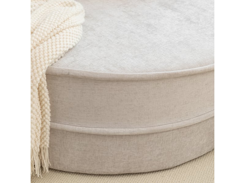  Fauteuil rond gris en tissu chenille avec repose-pieds intégré et coussins pour salon moderne  - Conforama W