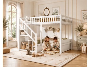 Lit mezzanine 140x200 cm <strong>YYXLDYNB</strong>  <strong></strong> coloris blanc
