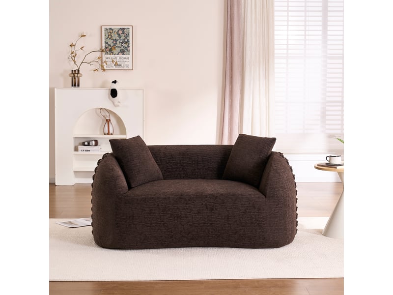  Canapé modulable 2 places 155x90x67 cm - canapé courbe avec détails à lacets - tissu chenille - sofa compressé sous vide - canapé compressé - marron CozyNest - Conforama D