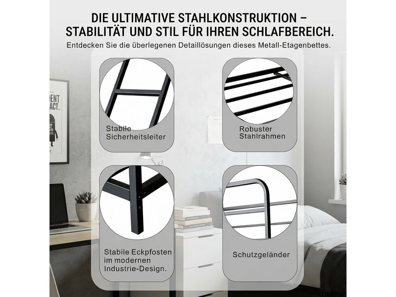 Cadre de lit 80x190 cm, structure de lit, structure gain de place en métal noir  - Conforama R