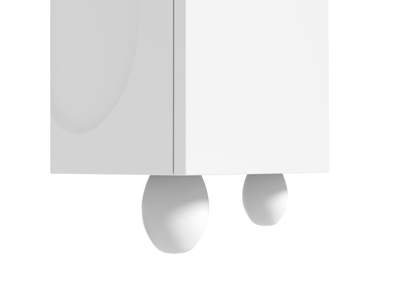  Meuble tv 180x40x42 cm avec 2 tiroirs, 4 portes et pieds en bois, design unique, meuble de salon, aggloméré, blanc  - Conforama R