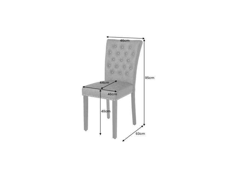  Lot de 2 chaises chesterfield regina noires en velours capitonné – clous argentés et pieds en bois d'hévéa  - Conforama C