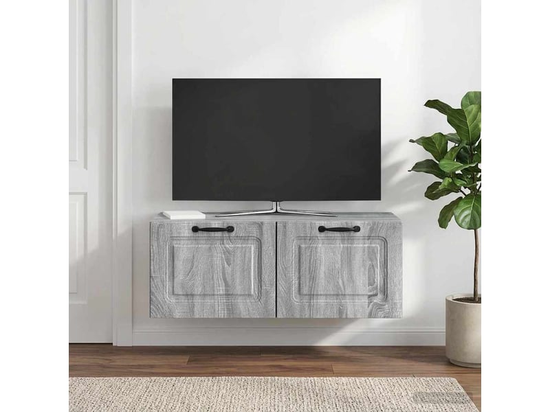  Meuble tv - banc tv - meuble de rangement mural 78,5 x 31 x 30 cm sonoma gris bois d'ingénierie  - Conforama B