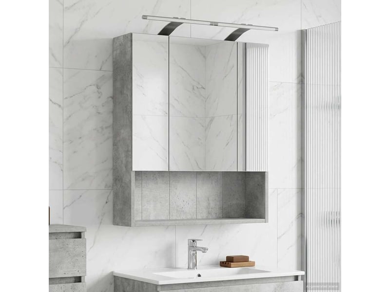  Armoire miroir de salle de bain, cabinet de salle de bain gris béton 60 x 14.5 x 70 cm cf65162  - Conforama B