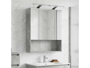 Armoire miroir de salle de bain, cabinet de salle de bain gris béton 60 x 14.5 x 70 cm cf65162