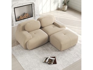 Canapé d’angle convertible 208 x 178 x 75 cm, modulable en tissu velours côtelé doux,grisbeige