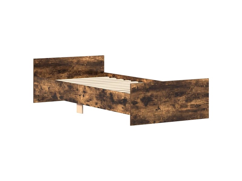  Lit simple- lit adulte -  cadre de lit sans matelas chêne fumé 100x200 cm bois ingénierie  - Conforama D