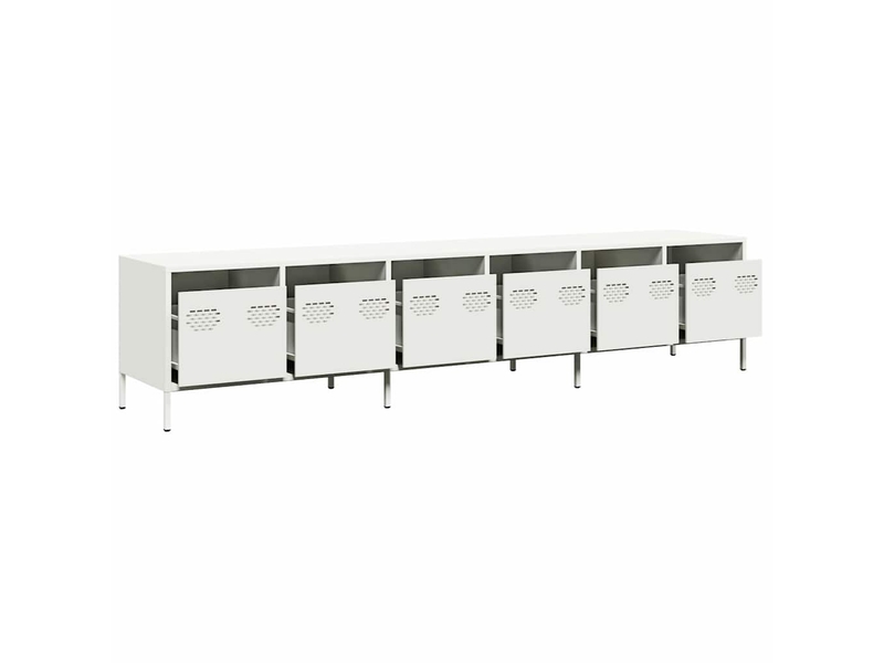 Meuble tv - banc tv - meuble de rangement blanc 202x39x43,5 cm acier laminé à froid  - Conforama D