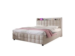 Lit coffre 160x200 cm   Qualité haut de gamme coloris beige