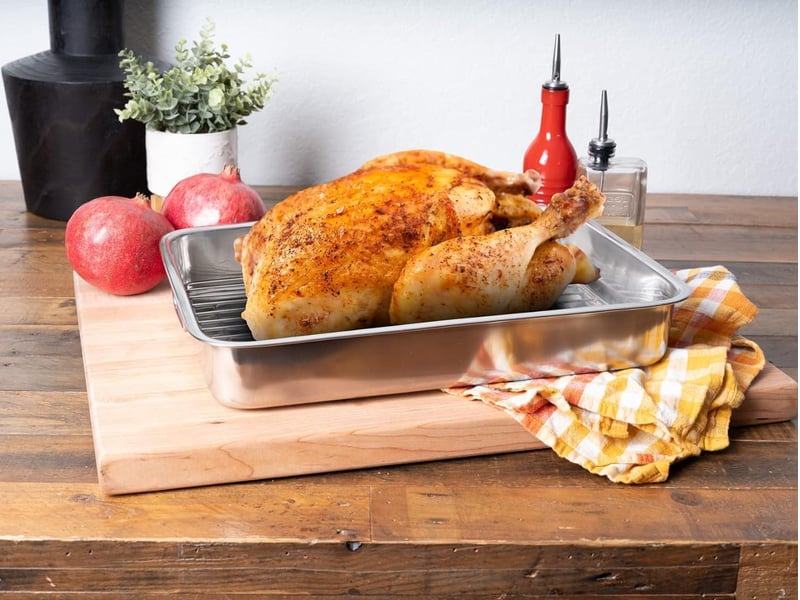  Rôtissoire en acier inoxydable avec poignées - plat à four avec poignées 39*28*6cm  - Conforama D