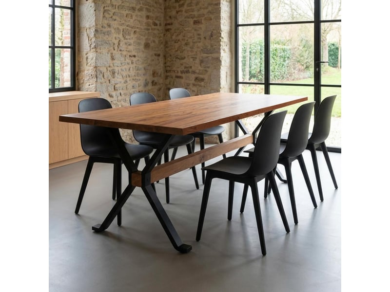  Table à manger extensible rustica 180-227,5cm style industriel bois et métal noir Rustica - Conforama B