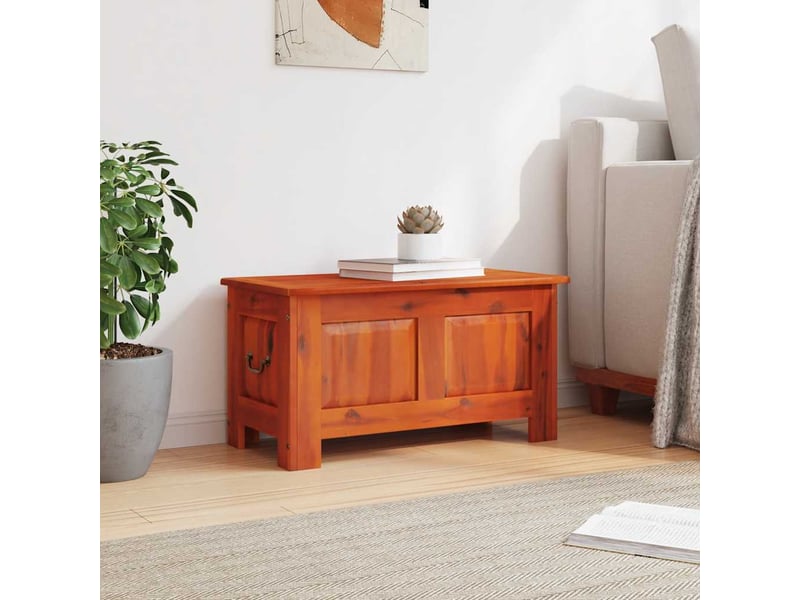  Coffre de rangement avec couvercle marron bois massif d'acacia shl8381  - Conforama C