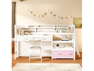 Lit mezzanine 90x200 cm VIVRYN   coloris blanc