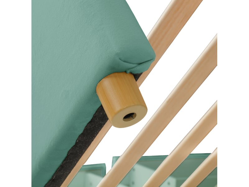  Lit cabane enfant 90x200 cm – vert – 4 tiroirs de rangement et tête de lit rembourrée en velours  - Conforama E