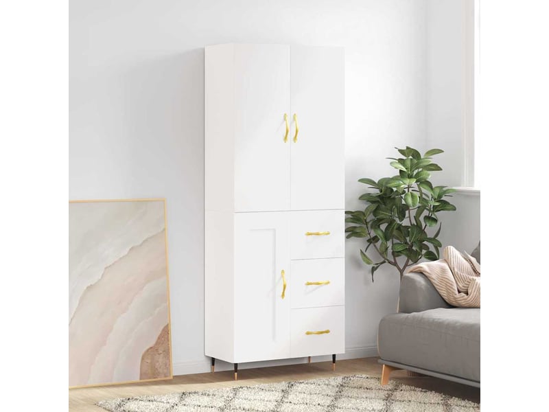  Buffet haut - bahut - meuble de rangement blanc 69,5x34x180 cm bois d'ingénierie  - Conforama B