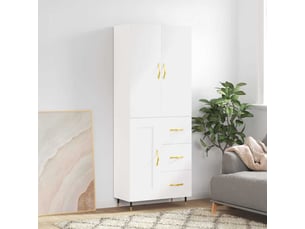 Buffet haut - bahut - meuble de rangement blanc 69,5x34x180 cm bois d'ingénierie