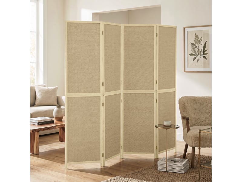  Paravent interieur en bambou 4 panneaux 180x180cm, séparateur de pièce pliable et portable, style bohème, bois naturel  - Conforama A