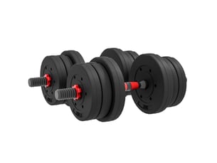 Set d'haltères réglables 2 en 1 20 kg noir, haltères et barre longue pour entraînement musculaire