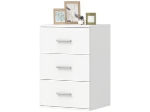 Table de chevet à 3 tiroirs, table d'appoint pour chambre, mdf, blanche