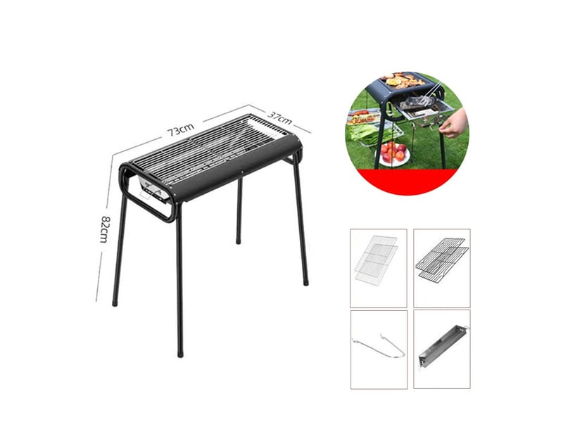  Barbecue au charbon de bois en acier inoxydable portable pliable pour plus de 5 personnes 73x37x82 cm noir  - Conforama E