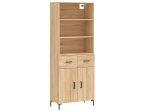 Buffet haut - bahut - meuble de rangement chêne sonoma 69,5x34x180 cm bois d'ingénierie