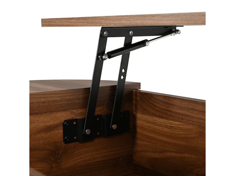 Table basse ovale relevable, plateau réglable en hauteur, grand rangement caché, 2 portes coulissantes, effet bois rainuré ABC - Conforama D