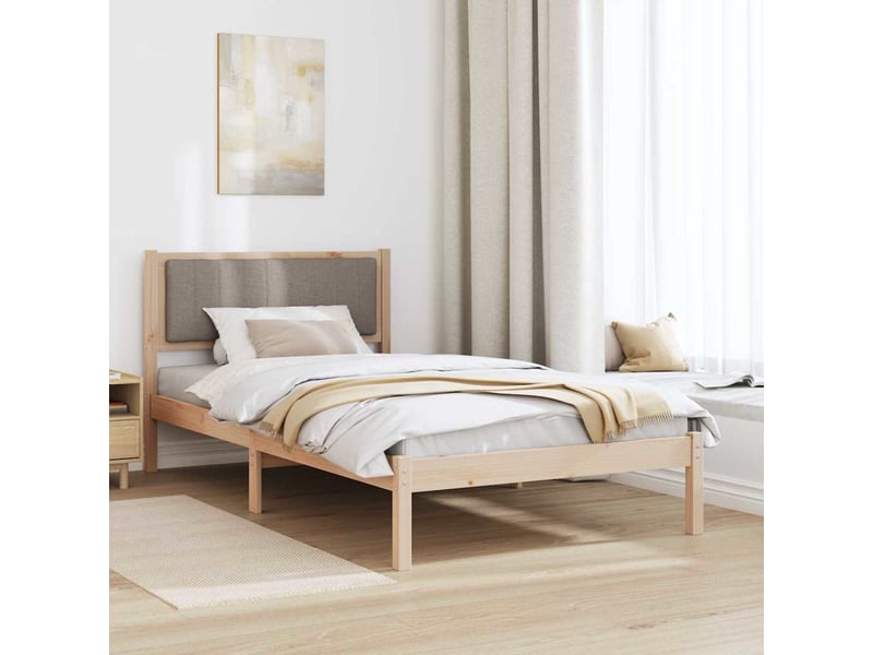 Lit simple- lit adulte - cadre de lit avec tête de lit rembourrée taupe 100 x 200 cm - Conforama C