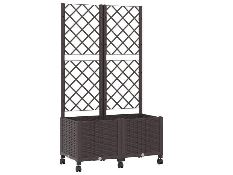 Jardinière - bac de jardin avec treillis et roues marron 80 x 40 x 146 cm pp - Conforama A