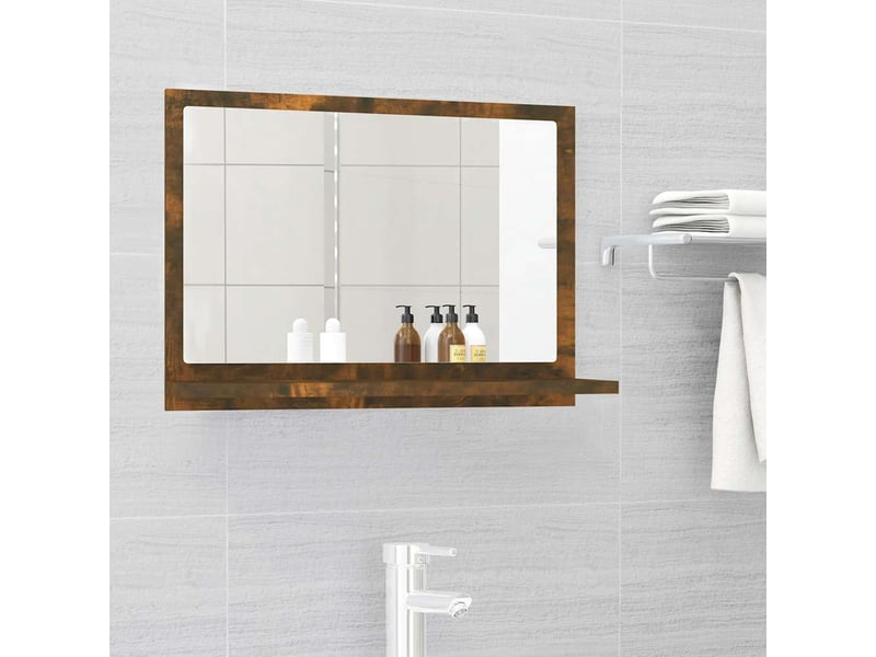  Miroir de salle de bain, miroir de toilette chêne fumé 60x10,5x37 cm bois d'ingénierie cf62481  - Conforama B